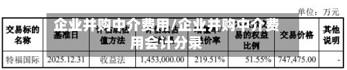 企业并购中介费用/企业并购中介费用会计分录-第3张图片