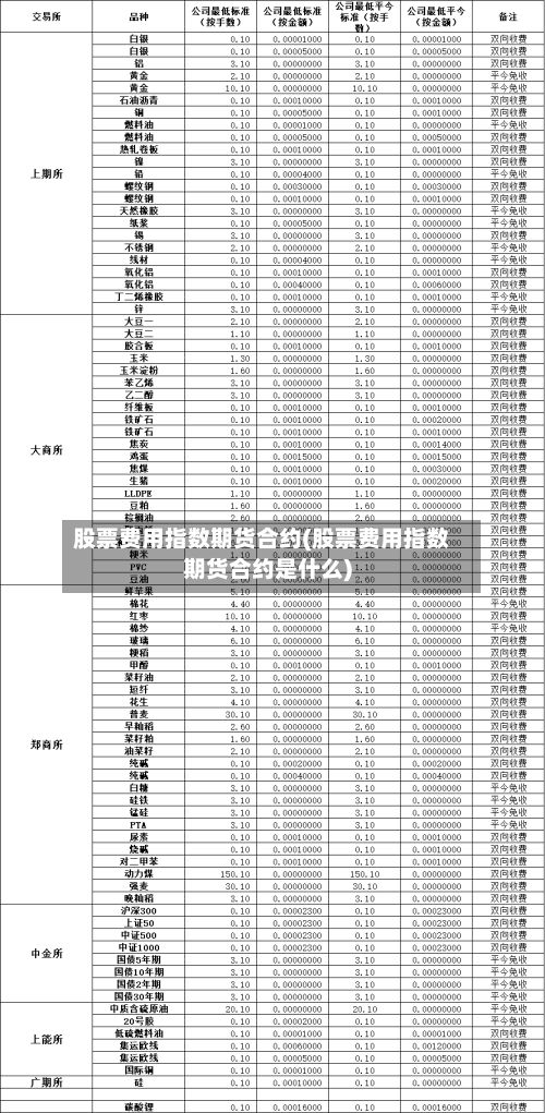 股票费用指数期货合约(股票费用指数期货合约是什么)