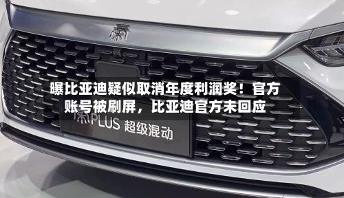 曝比亚迪疑似取消年度利润奖！官方账号被刷屏，比亚迪官方未回应