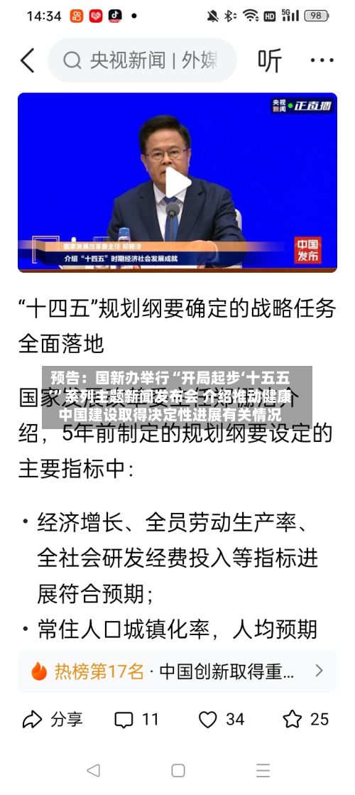 预告：国新办举行“开局起步‘十五五’”系列主题新闻发布会 介绍推动健康中国建设取得决定性进展有关情况-第2张图片