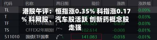 港股午评：恒指涨0.35% 科指涨0.17% 科网股	、汽车股活跃 创新药概念股走强-第2张图片