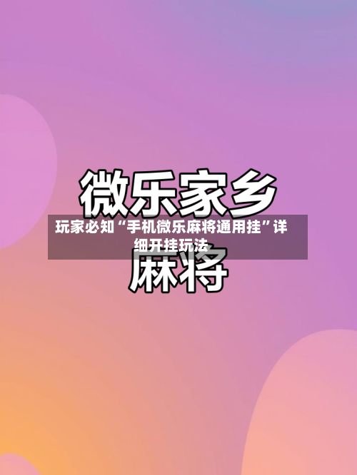 玩家必知“手机微乐麻将通用挂”详细开挂玩法-第3张图片