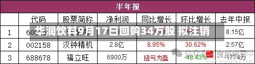 华润饮料9月17日回购34万股 拟注销