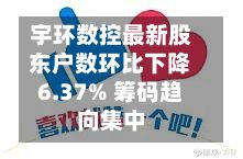 宇环数控最新股东户数环比下降6.37% 筹码趋向集中