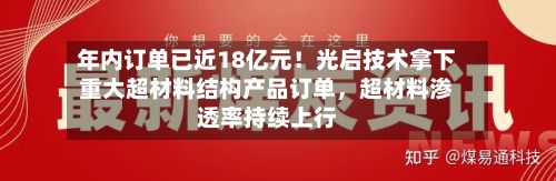 年内订单已近18亿元！光启技术拿下重大超材料结构产品订单	，超材料渗透率持续上行-第2张图片