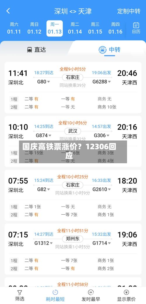 国庆高铁票涨价?12306回应-第3张图片