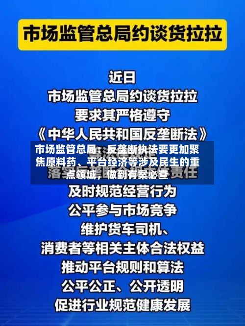 市场监管总局：反垄断执法要更加聚焦原料药、平台经济等涉及民生的重点领域	，做到有案必查-第2张图片