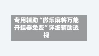 专用辅助“微乐麻将万能开挂器免费”详细辅助透视-第2张图片