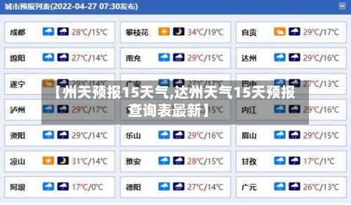【州天预报15天气,达州天气15天预报查询表最新】