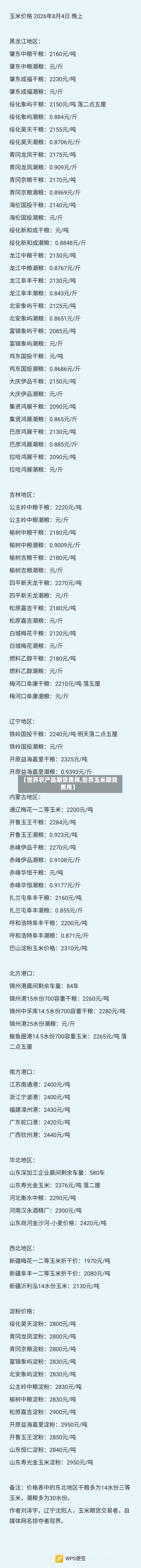 【世界农产品期货费用,世界玉米期货费用】-第2张图片