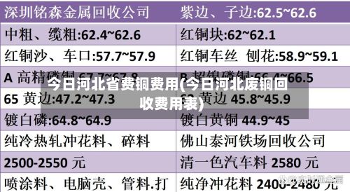 今日河北省费铜费用(今日河北废铜回收费用表)-第2张图片
