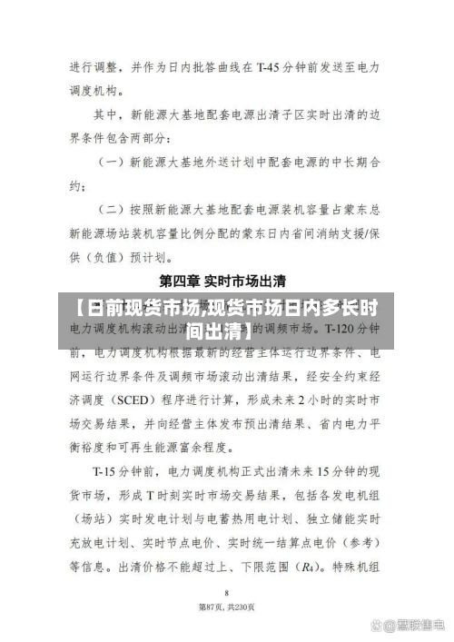 【日前现货市场,现货市场日内多长时间出清】