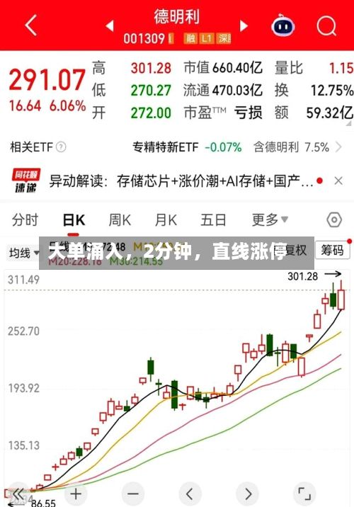 大单涌入，2分钟，直线涨停