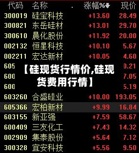 【硅现货行情价,硅现货费用行情】-第3张图片