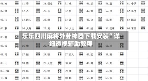 乐乐四川麻将外卦神器下载安装”详细透视辅助教程-第3张图片