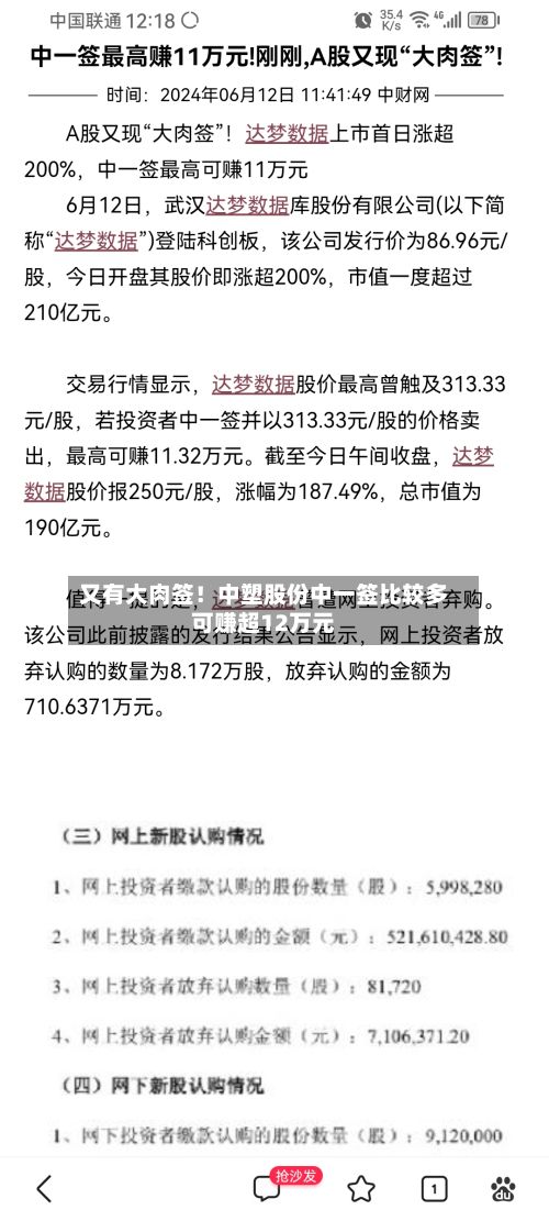 又有大肉签！中塑股份中一签比较多可赚超12万元