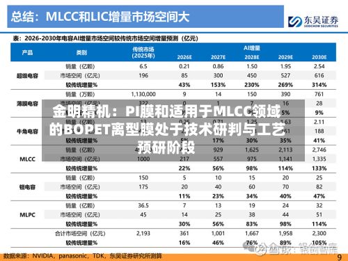 金明精机：PI膜和适用于MLCC领域的BOPET离型膜处于技术研判与工艺预研阶段-第2张图片