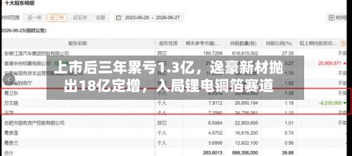 上市后三年累亏1.3亿，逸豪新材抛出18亿定增，入局锂电铜箔赛道-第3张图片