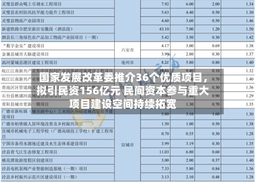 国家发展改革委推介36个优质项目	，拟引民资156亿元 民间资本参与重大项目建设空间持续拓宽-第2张图片