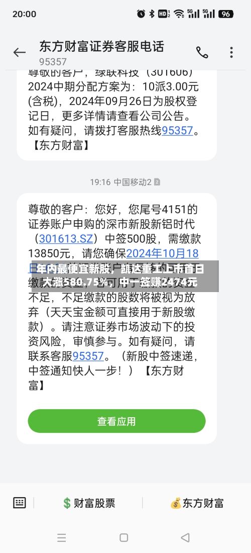 年内最便宜新股，凯达重工上市首日大涨580.75%，中一签赚2474元-第2张图片