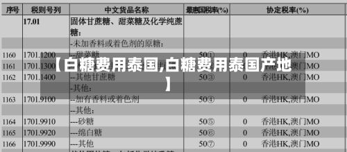 【白糖费用泰国,白糖费用泰国产地】-第2张图片
