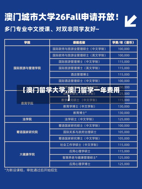 【澳门留学大学,澳门留学一年费用】