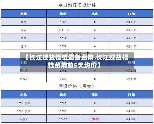 【长江现货铝锭最新费用,长江现货铝锭费用前5天均价】-第2张图片