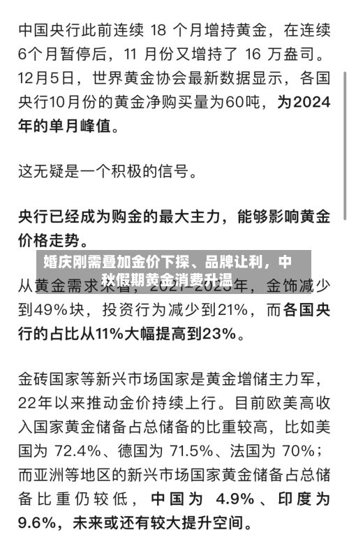 婚庆刚需叠加金价下探	、品牌让利	，中秋假期黄金消费升温-第2张图片