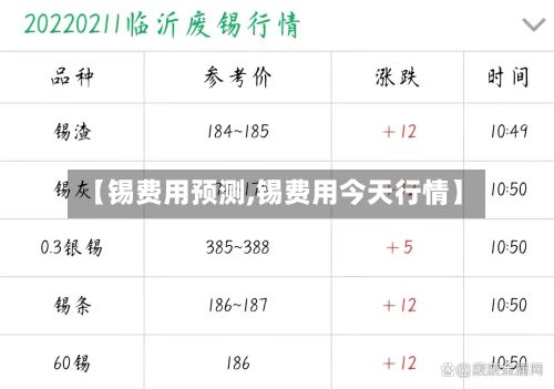 【锡费用预测,锡费用今天行情】