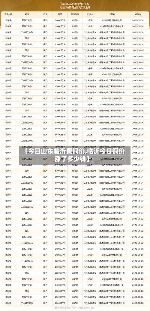 【今日山东临沂费铜价,临沂今日铜价涨了多少钱】