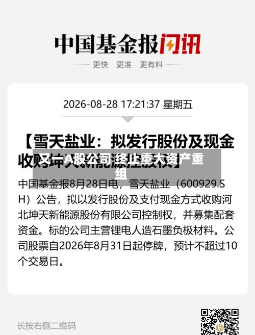 又一A股公司 终止重大资产重组