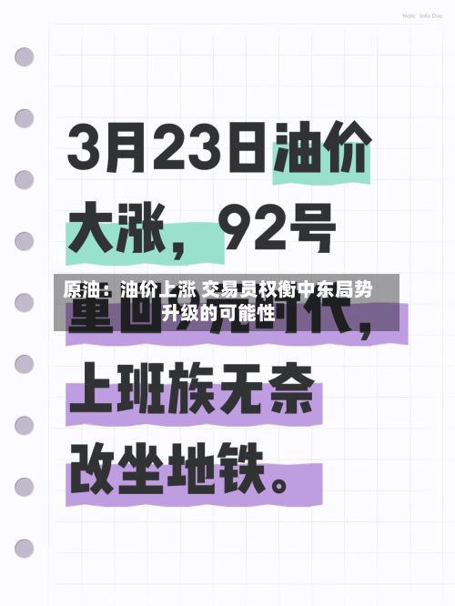 原油：油价上涨 交易员权衡中东局势升级的可能性-第1张图片