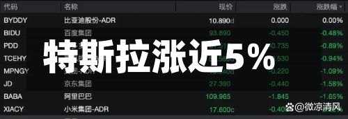 特斯拉涨近5%-第1张图片