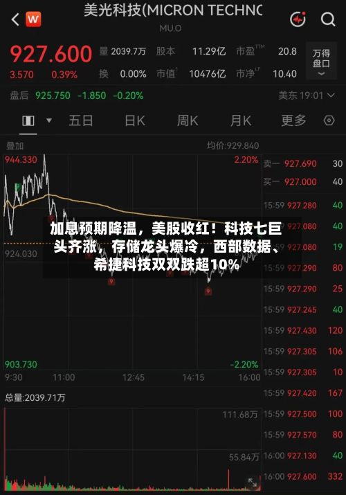 加息预期降温，美股收红！科技七巨头齐涨	，存储龙头爆冷，西部数据	、希捷科技双双跌超10%-第2张图片