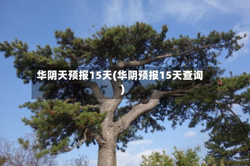 华阴天预报15天(华阴预报15天查询)