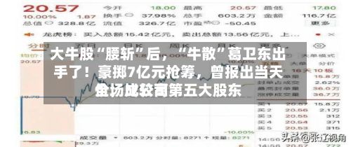大牛股“腰斩”后，“牛散”葛卫东出手了！豪掷7亿元抢筹，曾报出当天全场比较高价	，成公司第五大股东-第2张图片