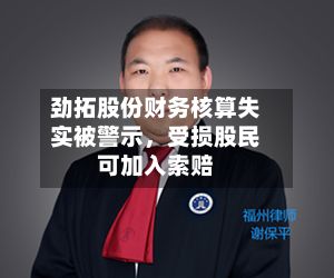劲拓股份财务核算失实被警示，受损股民可加入索赔
