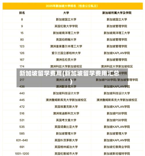 新加坡留学费用(新加坡留学费用汇总)