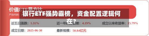 银行ETF强势霸榜，资金配置逻辑何在？