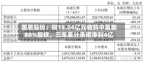 国恩股份：拟15.04亿元收购中氟能80%股权	，三年累计承诺净利4亿-第2张图片
