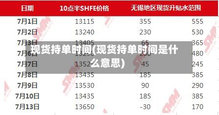 现货持单时间(现货持单时间是什么意思)