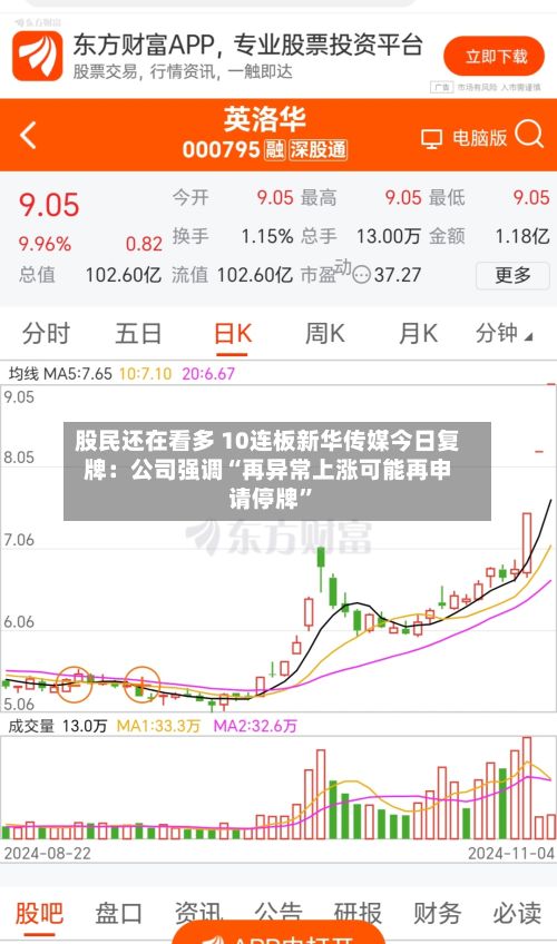 股民还在看多 10连板新华传媒今日复牌：公司强调“再异常上涨可能再申请停牌”-第1张图片