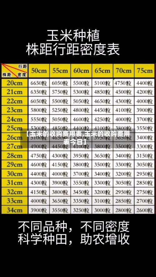 【玉米的收购费用表,玉米的收购费用表今日】