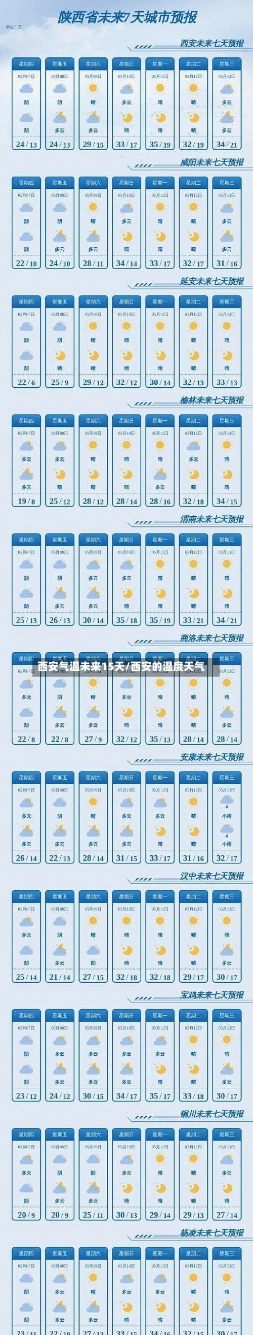 西安气温未来15天/西安的温度天气
