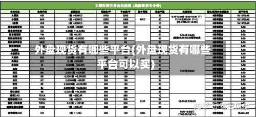 外盘现货有哪些平台(外盘现货有哪些平台可以买)
