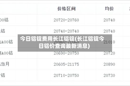 今日铝锭费用长江铝锭(长江铝锭今日铝价查询最新消息)