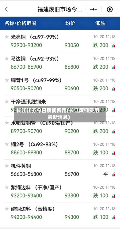 长江江苏今日废铜费用(长江废铜费用最新消息)