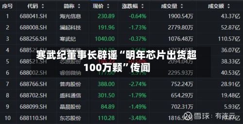 寒武纪董事长辟谣“明年芯片出货超100万颗”传闻-第1张图片