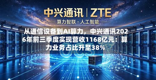 从通信设备到AI算力，中兴通讯2026年前三季度实现营收1168亿元：算力业务占比升至38%-第1张图片