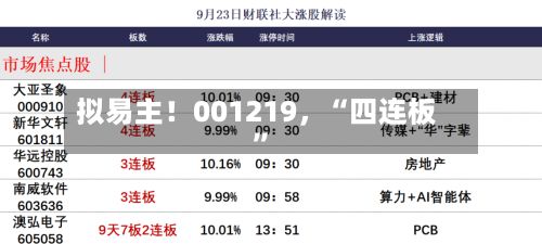 拟易主！001219	，“四连板”-第2张图片